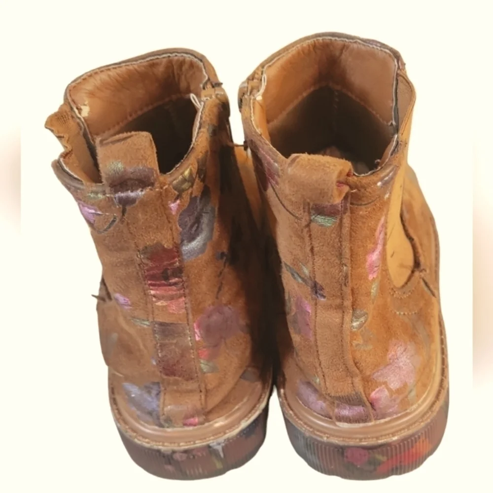 Steve Madden Girl Crystl Floral Chelsea Multicolor Ankle Boots Sz 4
